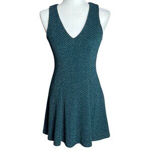 Charlotte Russe Dress Green Sparkle Fit Flare Sleeveless Knit Party Glam Women S